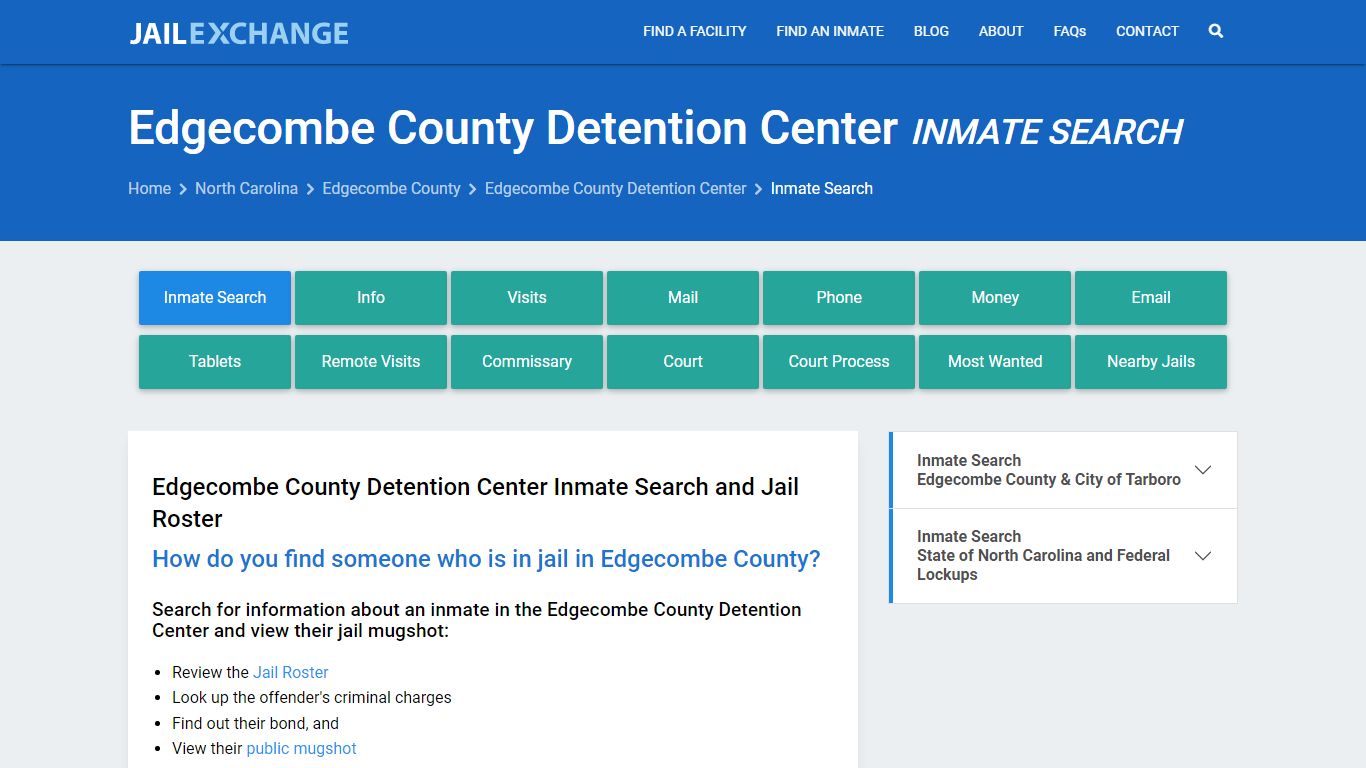 Edgecombe County Detention Center Inmate Search - Jail Exchange